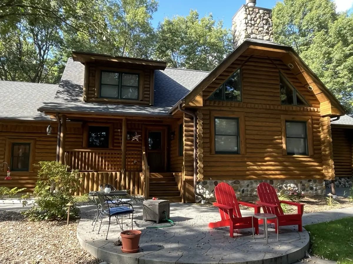 Log cabin sanded and stained — Lake Du Bay, WI